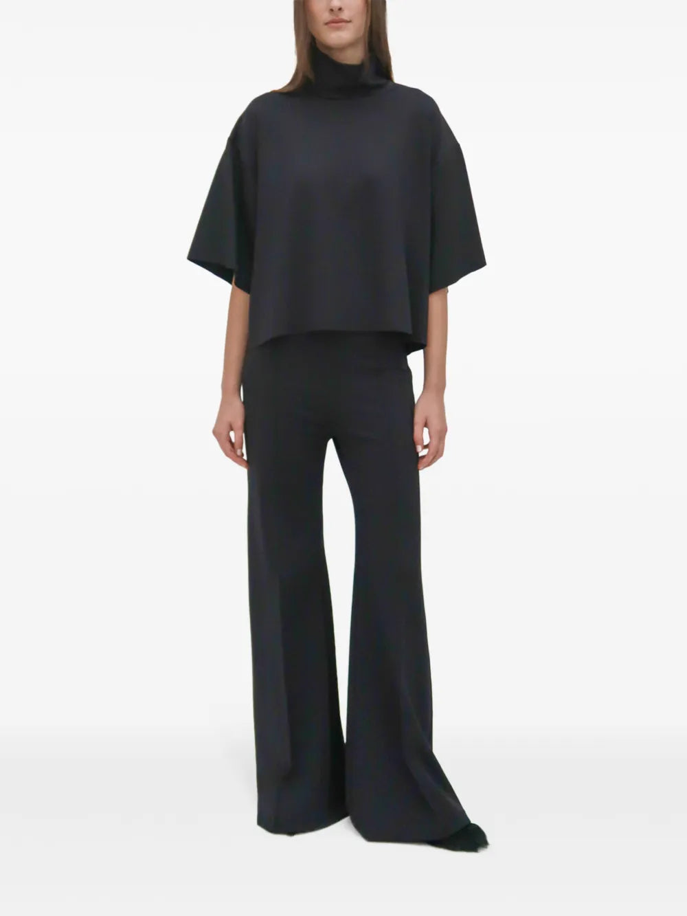 Pintucked Flared Trousers