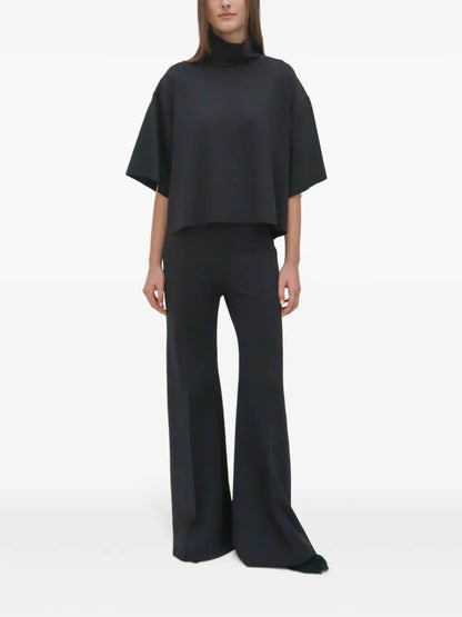 Pintucked Flared Trousers
