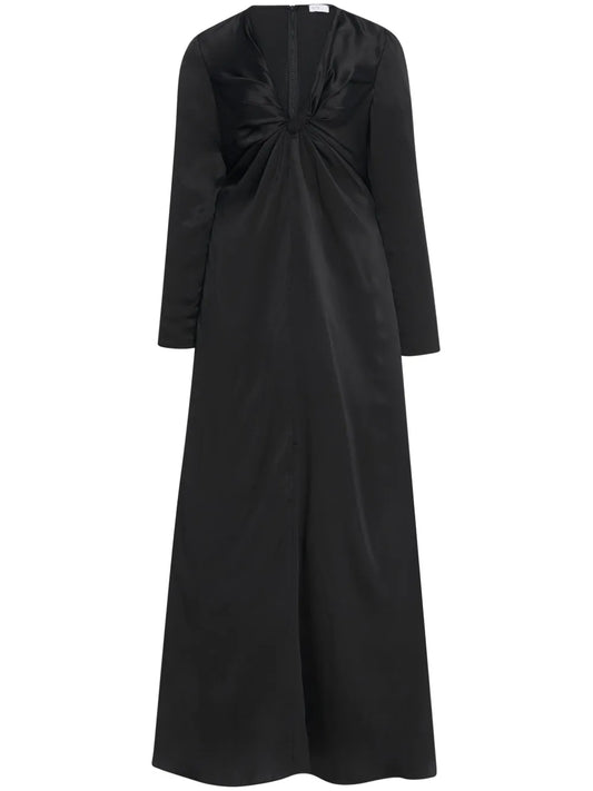 Twist-Detail Long-Sleeve Maxi Dress