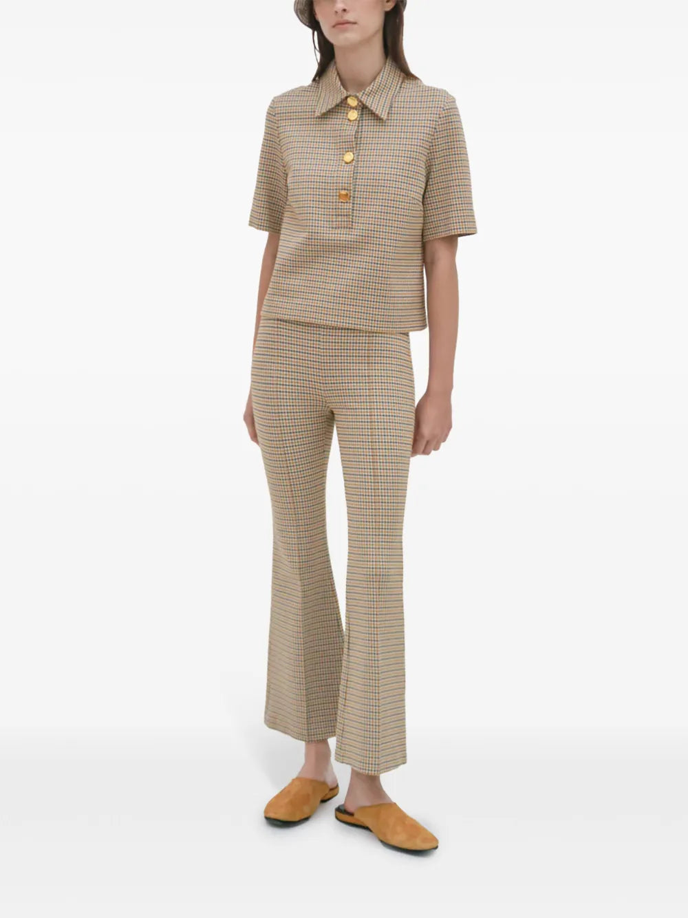 Check-Pattern Polo Top