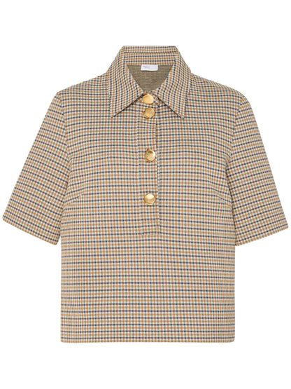 Check-Pattern Polo Top