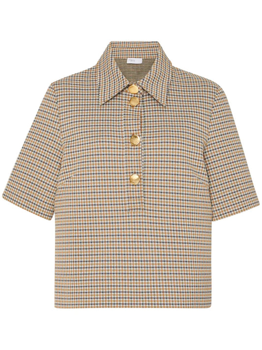 Check-Pattern Polo Top