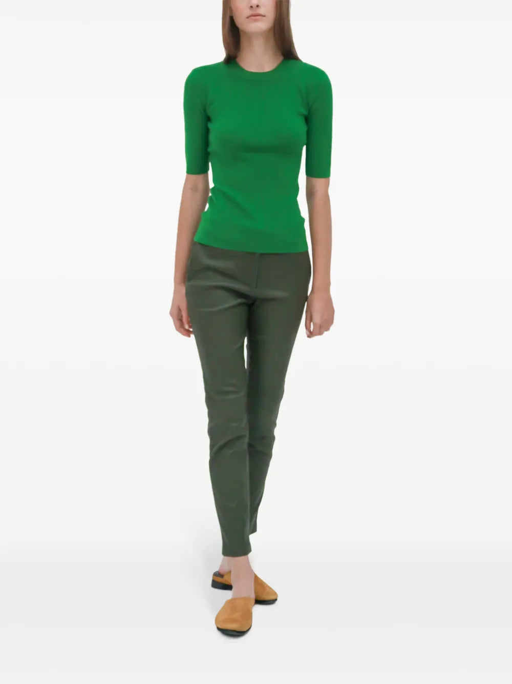 Cropped Ribbed-Knit Jumper