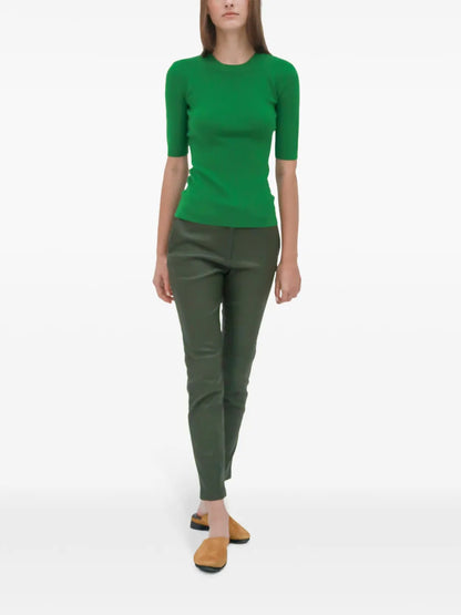 Cropped Ribbed-Knit Jumper