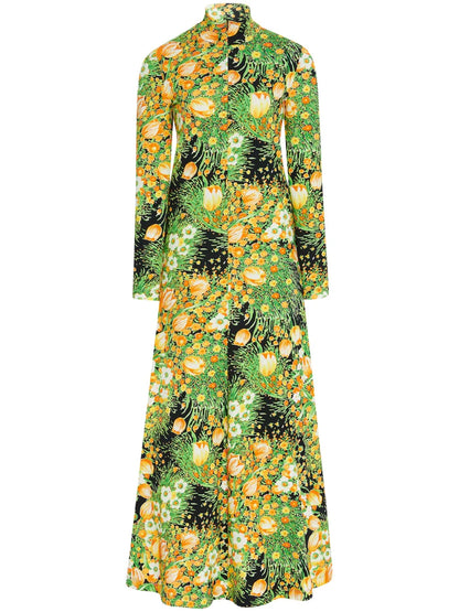 Zip-Up Turtleneck Maxi Dress