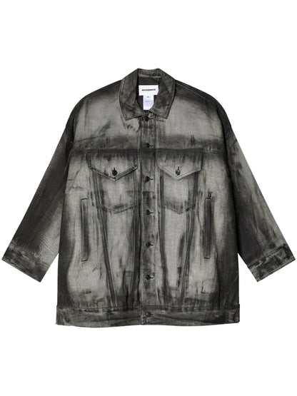 Distressed-Finish Denim Jacket