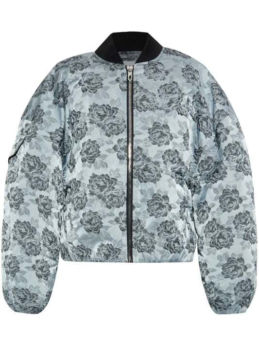 Floral-Pattern Bomber Jacket