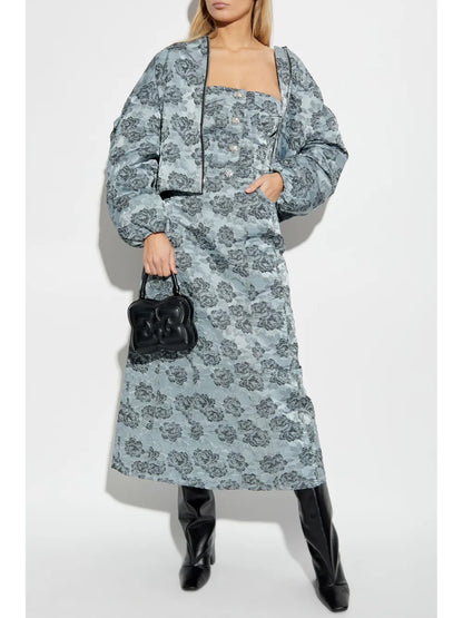 Floral-Pattern Bomber Jacket