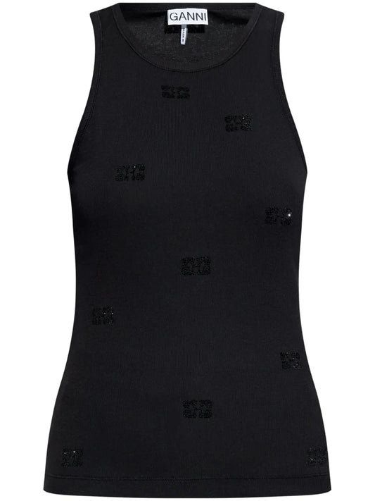 Rhinestone-Embellished Tank Top