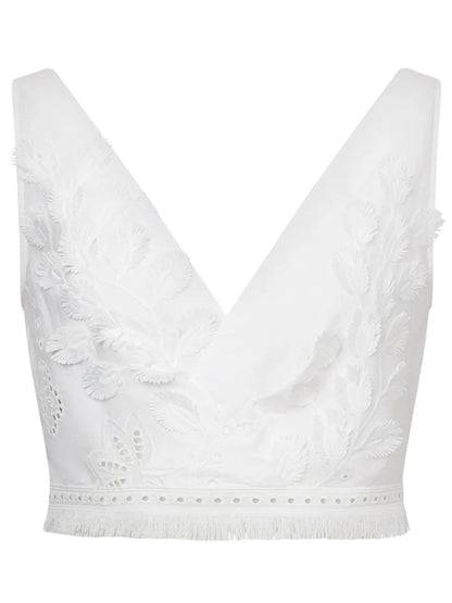 Floral-Embroidered Tank Top