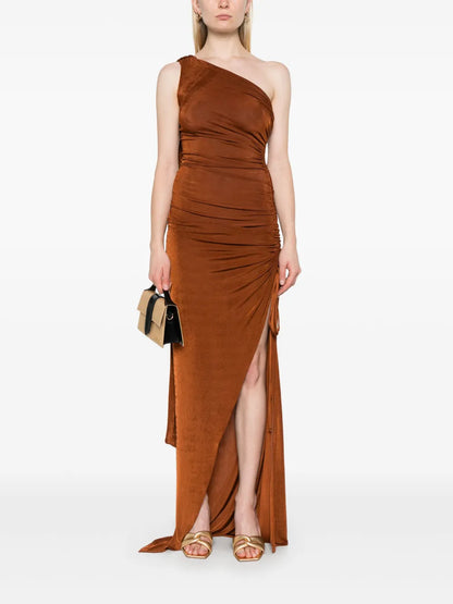 Asymmetric Ruched Maxi Dress