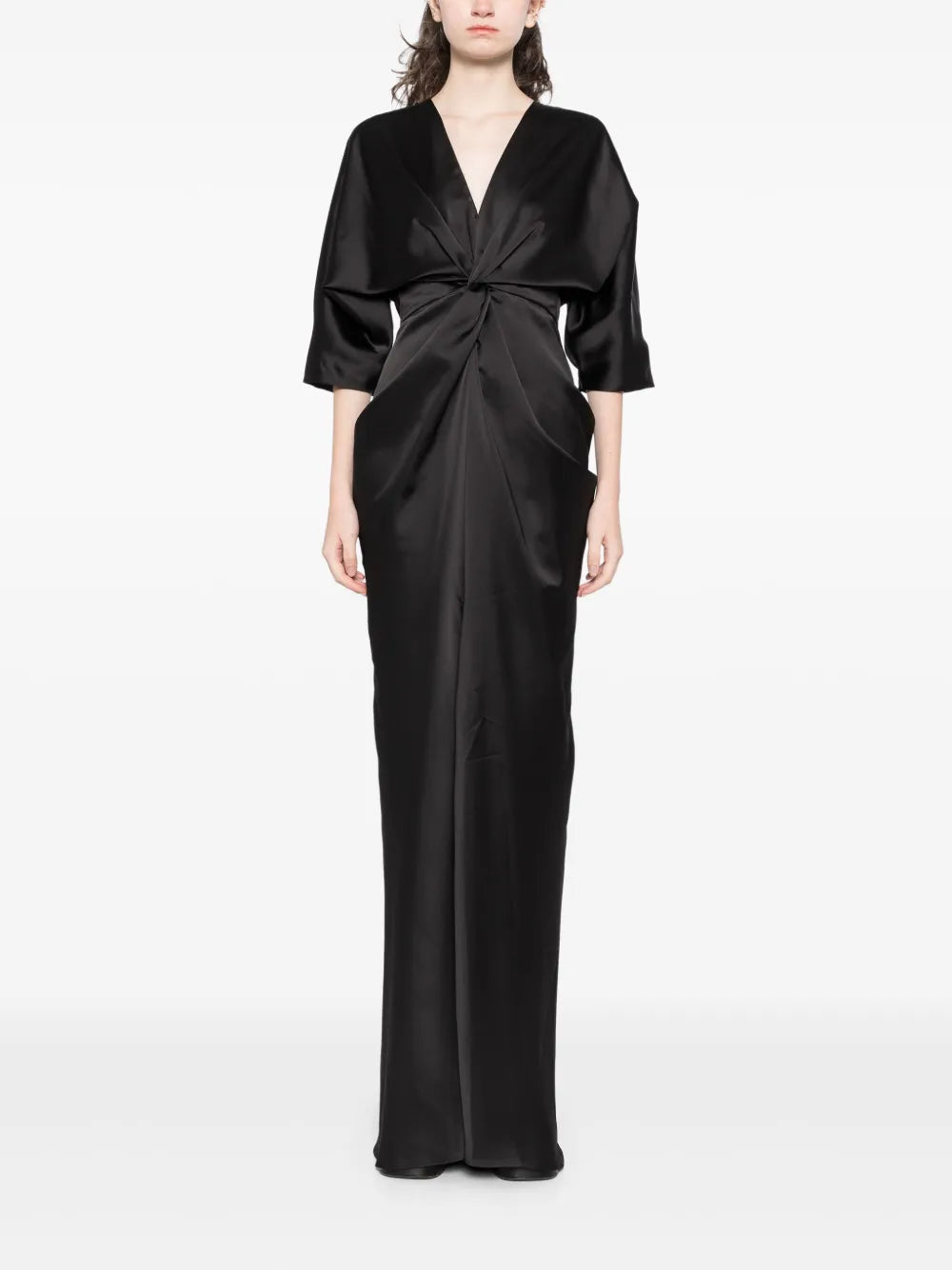 Fluid Draped-Sleeve Dress