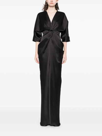 Fluid Draped-Sleeve Dress