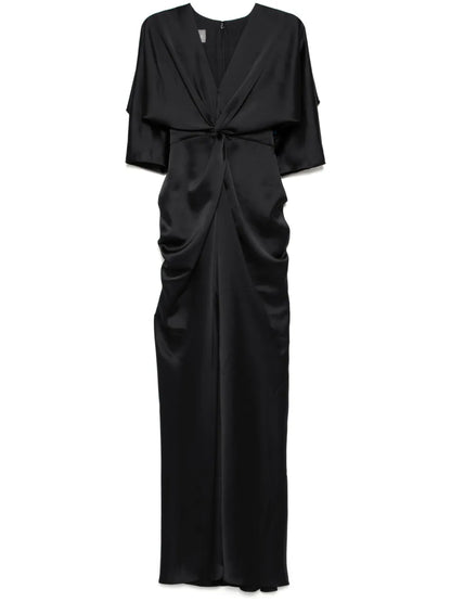 Fluid Draped-Sleeve Dress