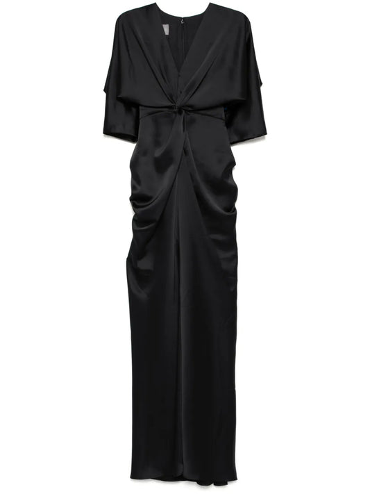 Fluid Draped-Sleeve Dress