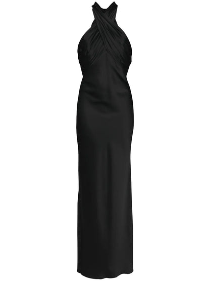 Fluid Ruched Halter Dress