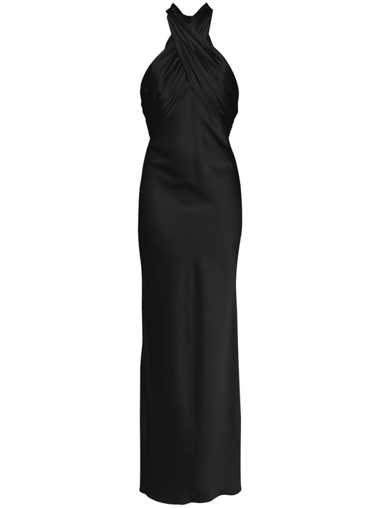 Fluid Ruched Halter Dress