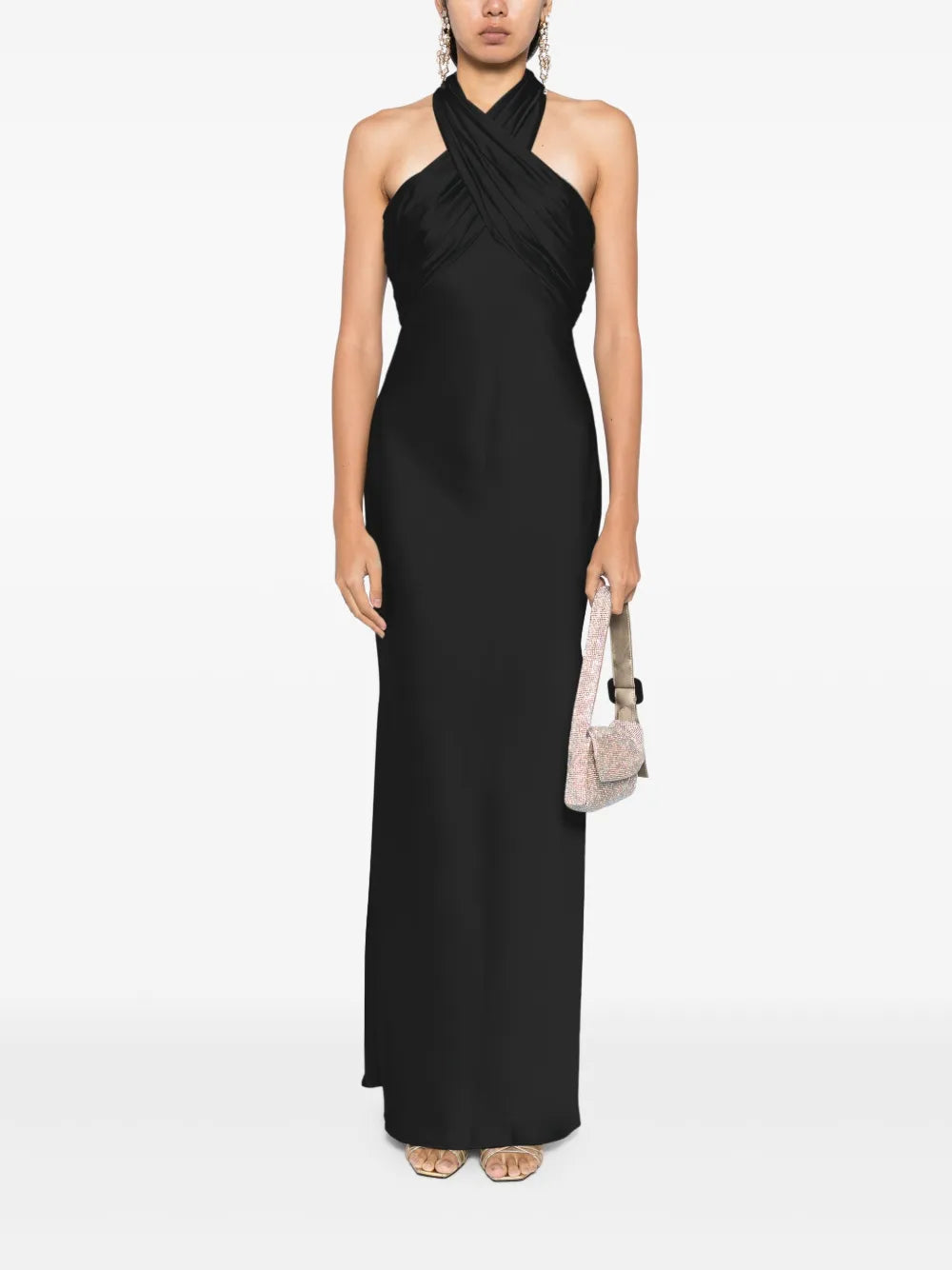 Fluid Ruched Halter Dress