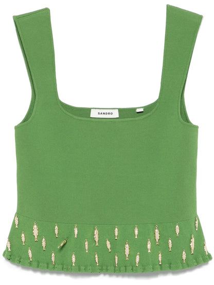Fish-Pendants Embellished Top