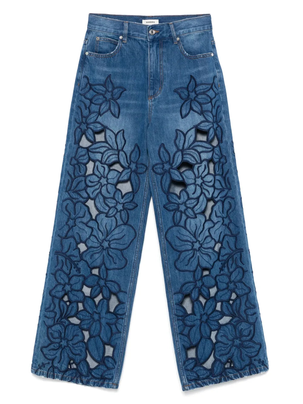 Floral-Embroidery Jeans
