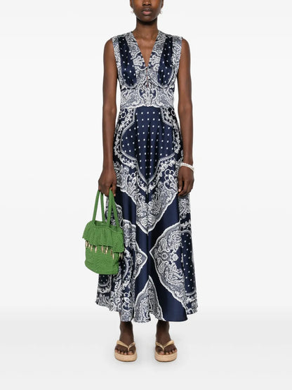 Paisley-Print Maxi Dress