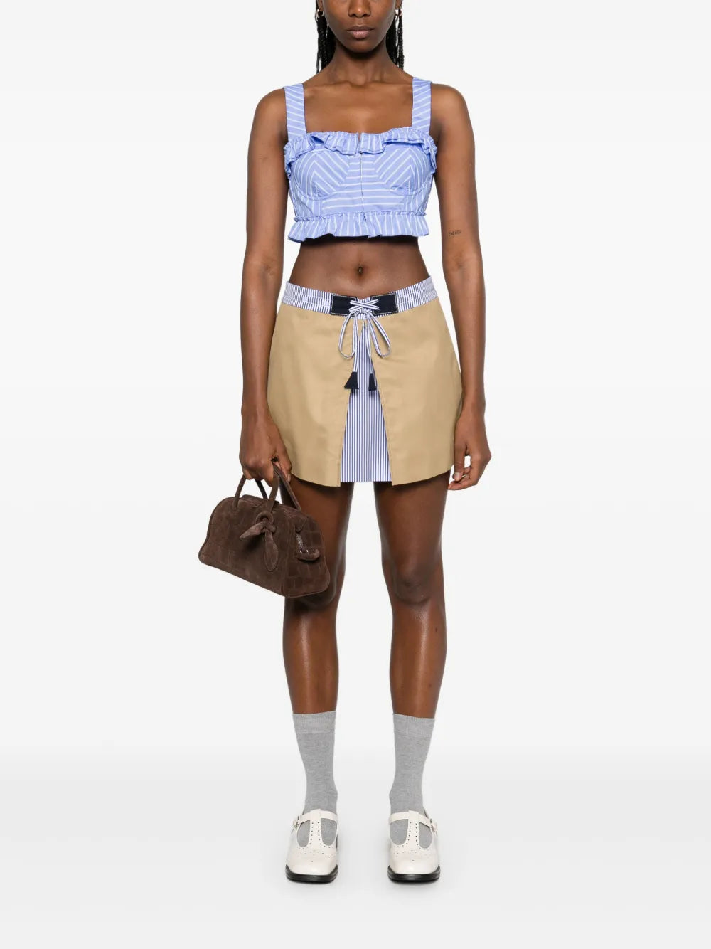 Pleat-Detail Mini Skirt