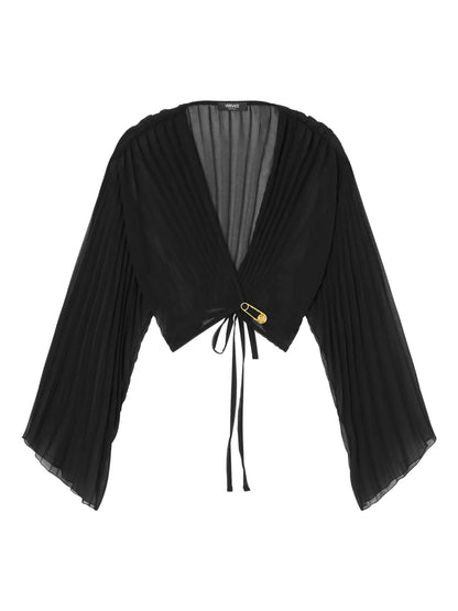 Safety Pin Cover-Up Pleated Top