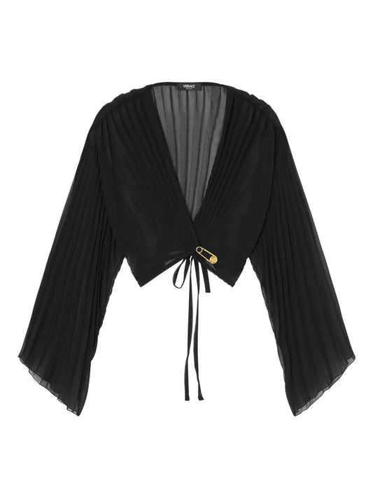 Safety Pin Cover-Up Pleated Top
