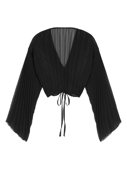 Safety Pin Cover-Up Pleated Top