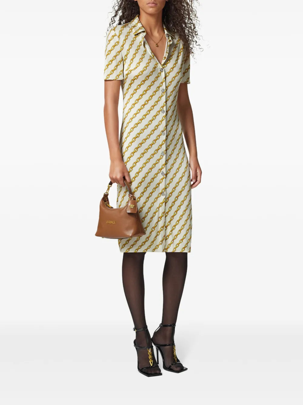Chain Stripes Midi Shirt Dress
