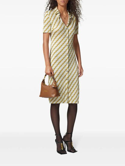 Chain Stripes Midi Shirt Dress