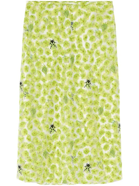 Strawberry Garden Devoré Pencil Skirt