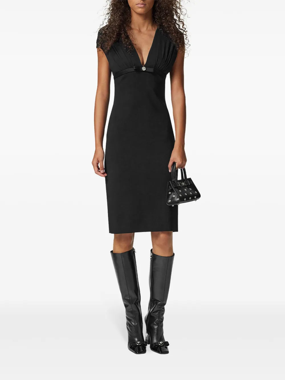 Deep-Neck Midi Dress