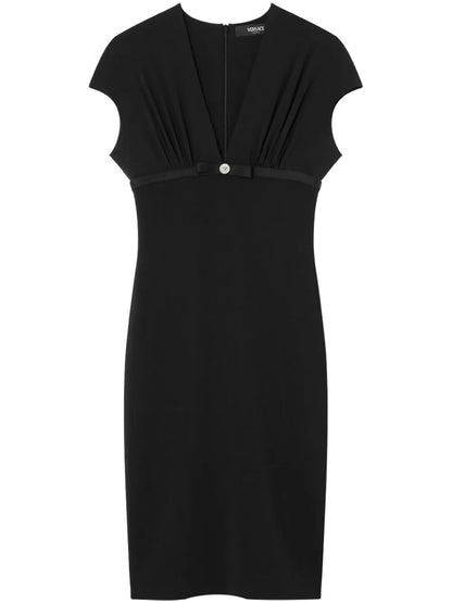 Deep-Neck Midi Dress