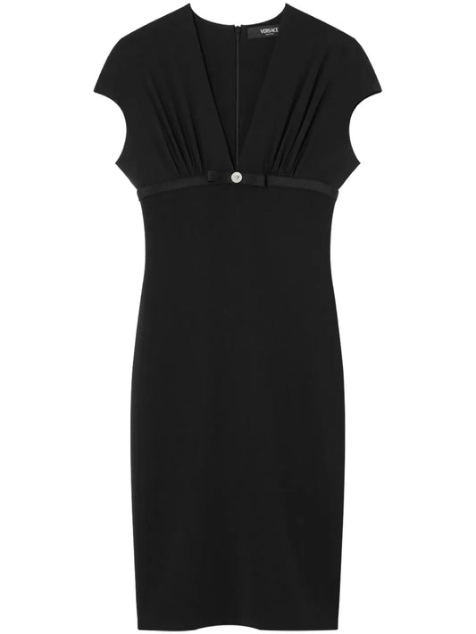 Deep-Neck Midi Dress