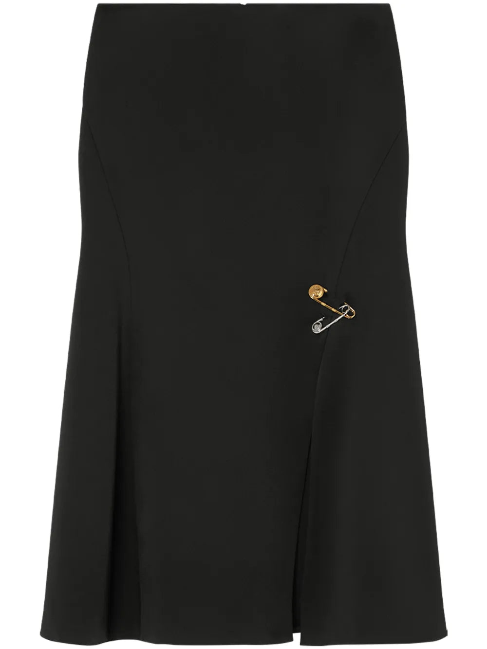 Safety Pin Satin Midi Skirt