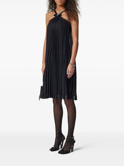 Halterneck Pleated Mini Dress