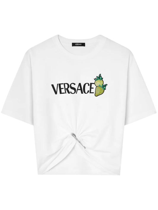 Strawberry Garden Safety Pin Cropped T-Shirt