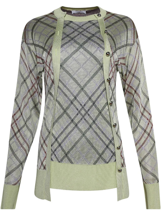 Checked Cardigan