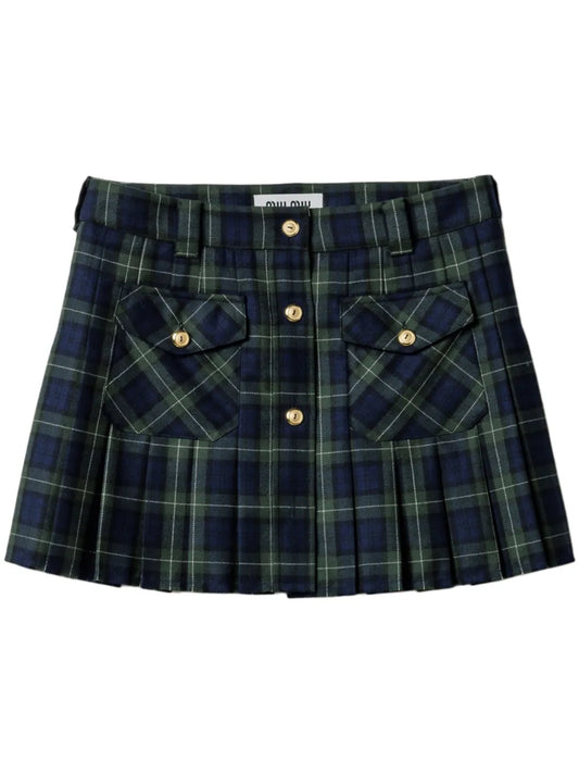 Pleated Tartan Miniskirt