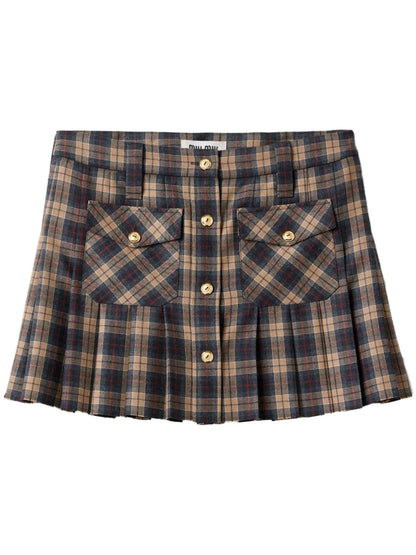 Pleated Tartan Miniskirt