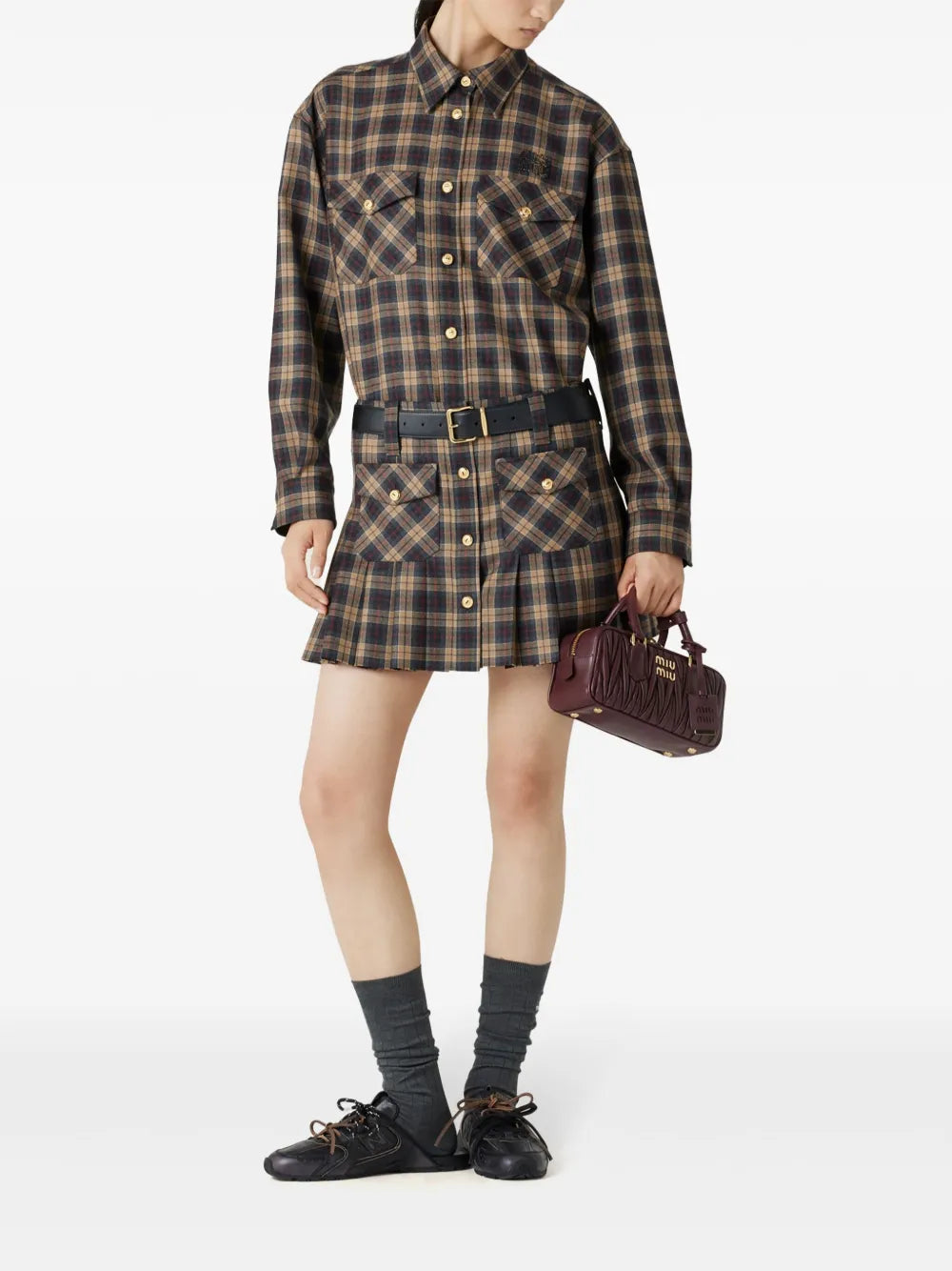 Pleated Tartan Miniskirt