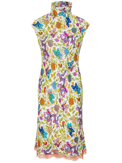 Silk Floral-Print Dress