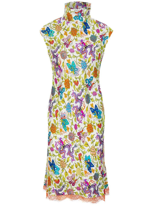 Silk Floral-Print Dress