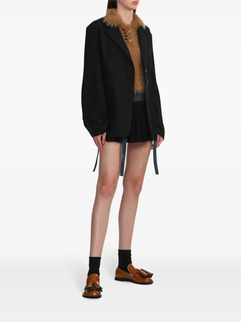 Trompe L'Oeil Pleated Mini Skirt