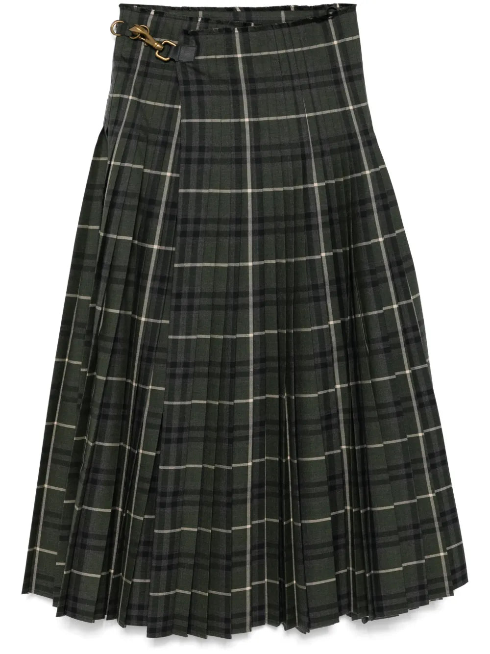 Vintage Check-Pattern Maxi Skirt