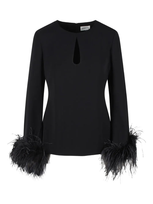 Feather-Embellished Blouse