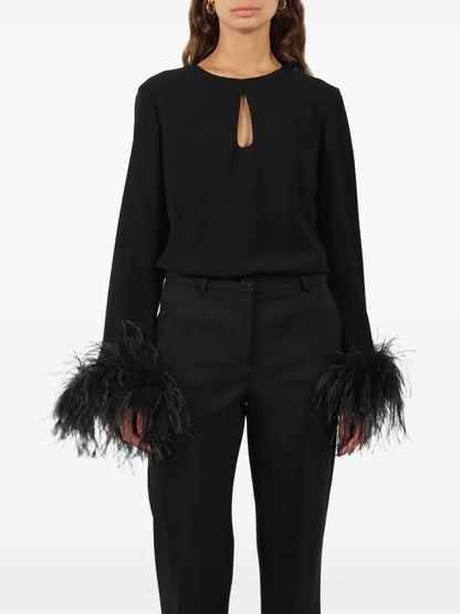 Feather-Embellished Blouse
