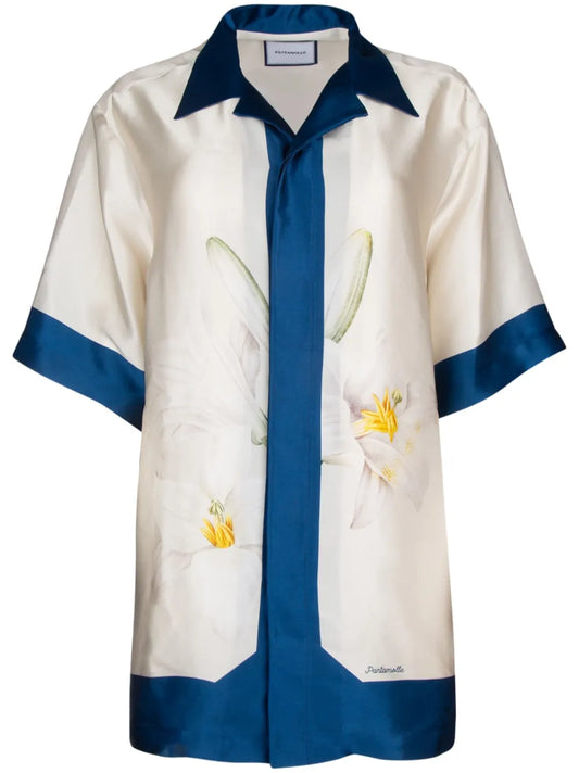 Floral-Print Silk Shirt