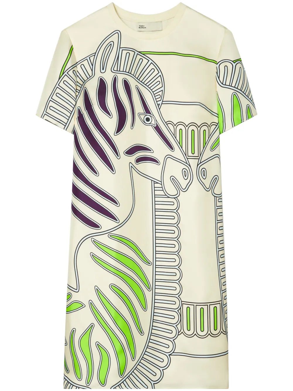 Silk-Front T-Shirt Dress